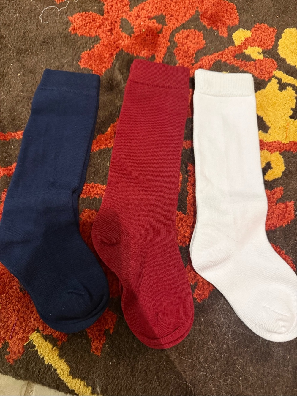 Classic Little Girls Crew Socks - Navy, Burgundy, White